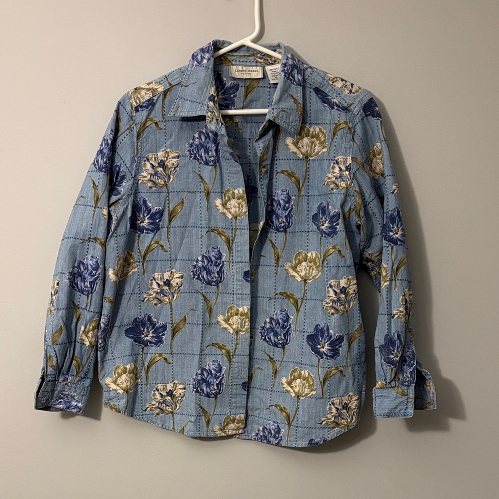 Floral Button Down Shirt in Blue